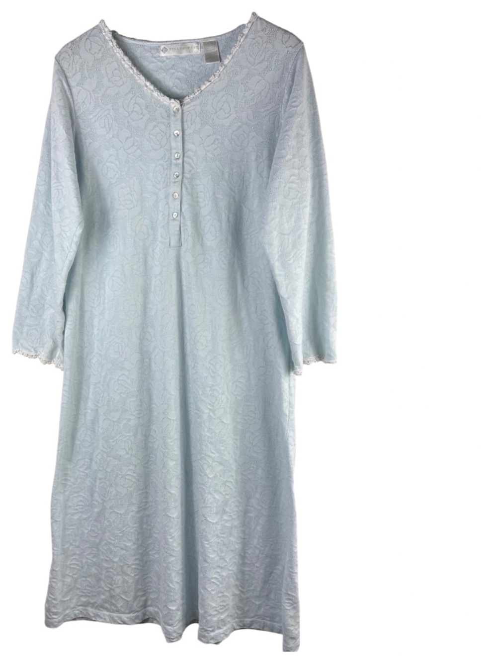Eileen West Nightgown Sz Large 12 14 Blue Floral Cottagecore Modest - Picture 2 of 5